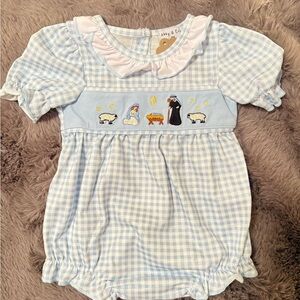 Blue Gingham Baby Romper